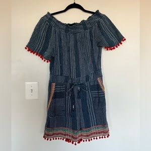 Multi-colored off the shoulder romper. Size 6